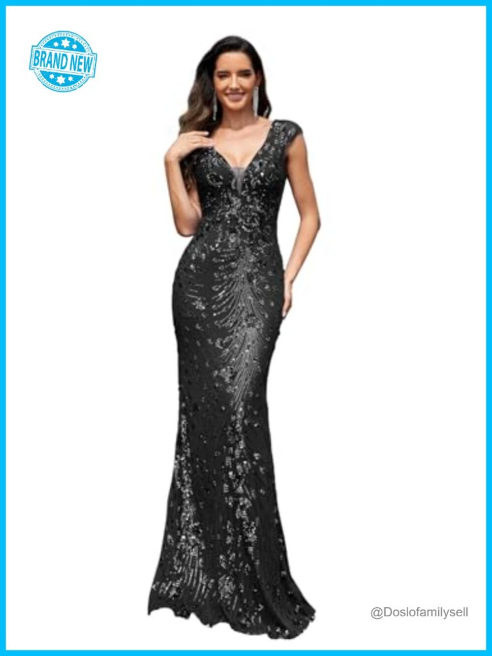 Sequined Mermaid Evening Gown Sleeveless V-Neck Prom Dress